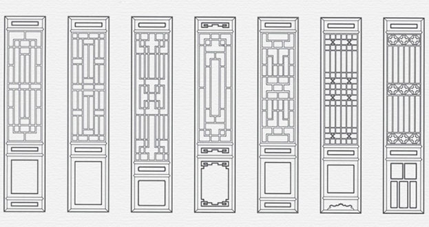 塔洋镇常用中式仿古花窗图案隔断设计图